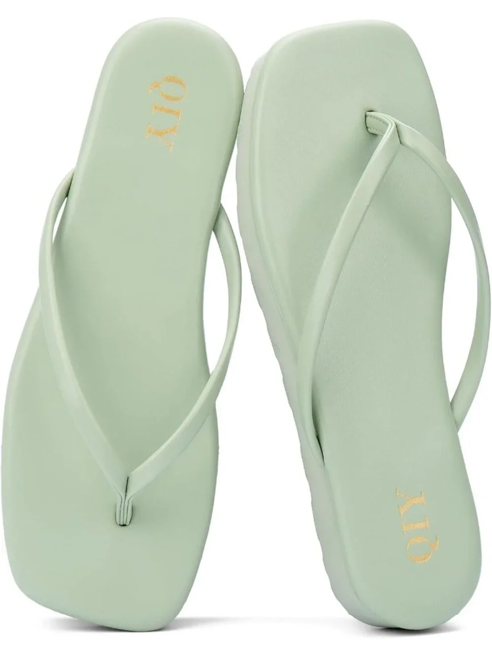 Women's Green Faux Leather Comfortable Square Toe Memory Foam Insole Sandals
